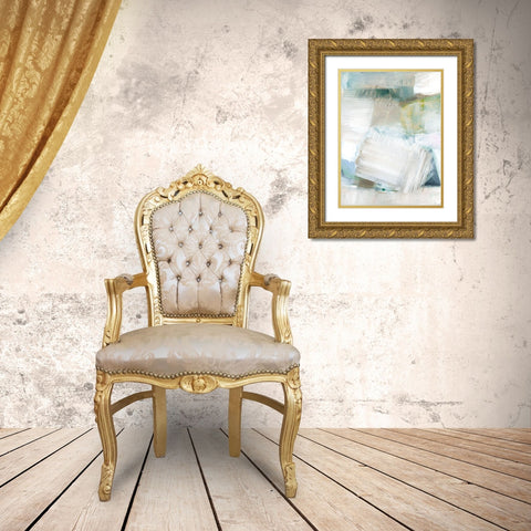 White Blues II Gold Ornate Wood Framed Art Print with Double Matting by Cartissi