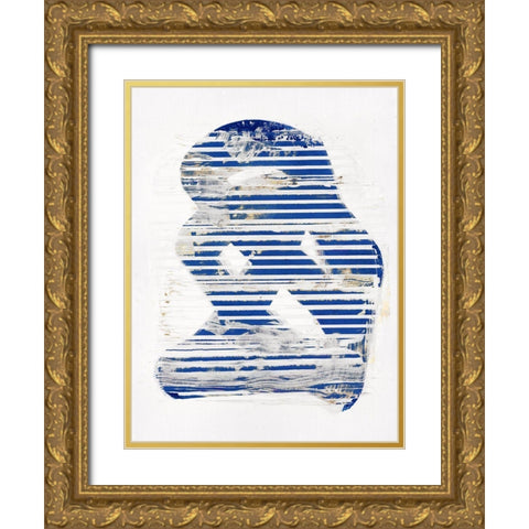 Blue Scrapes I Gold Ornate Wood Framed Art Print with Double Matting by Cartissi