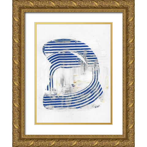 Blue Scrapes II Gold Ornate Wood Framed Art Print with Double Matting by Cartissi