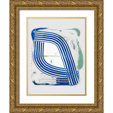 Blue Scrapes III Gold Ornate Wood Framed Art Print with Double Matting by Cartissi