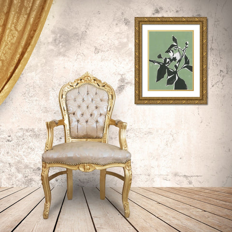 Naive Floral Silhouette I Gold Ornate Wood Framed Art Print with Double Matting by Cartissi