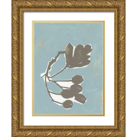 Floral Silhouette I Gold Ornate Wood Framed Art Print with Double Matting by Cartissi