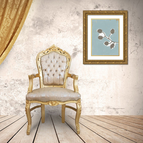 Floral Silhouette III Gold Ornate Wood Framed Art Print with Double Matting by Cartissi
