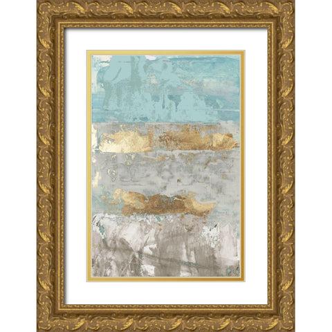 Blue Gold I Gold Ornate Wood Framed Art Print with Double Matting by Cartissi