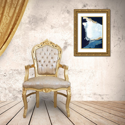 Blue in Gold III Gold Ornate Wood Framed Art Print with Double Matting by Cartissi