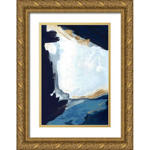 Blue in Gold III Gold Ornate Wood Framed Art Print with Double Matting by Cartissi
