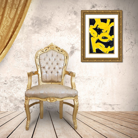 Gold And Black II Gold Ornate Wood Framed Art Print with Double Matting by Cartissi