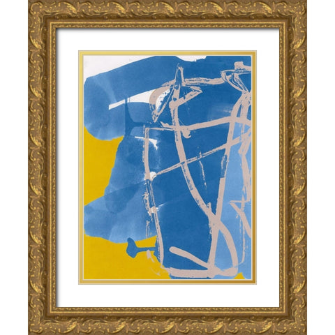 Blue Signs  Gold Ornate Wood Framed Art Print with Double Matting by Cartissi