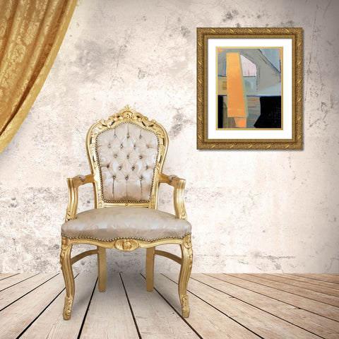 Orange Pinstripe I Gold Ornate Wood Framed Art Print with Double Matting by Cartissi