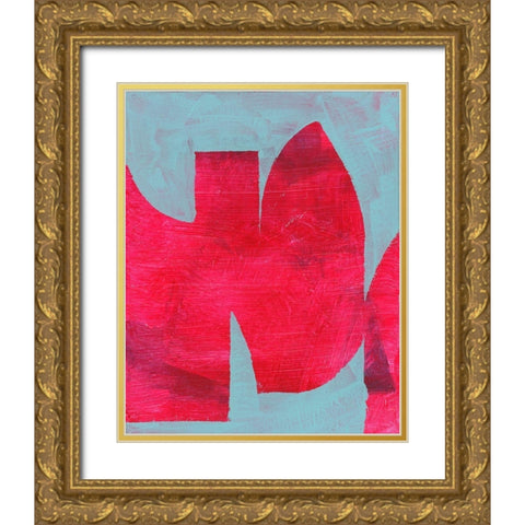 Magenta Ribbon II Gold Ornate Wood Framed Art Print with Double Matting by Cartissi