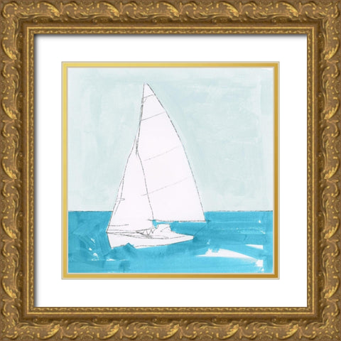 Clear Sky Sail  Gold Ornate Wood Framed Art Print with Double Matting by Cartissi