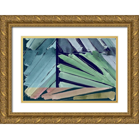 Botanical Green III Gold Ornate Wood Framed Art Print with Double Matting by Cartissi