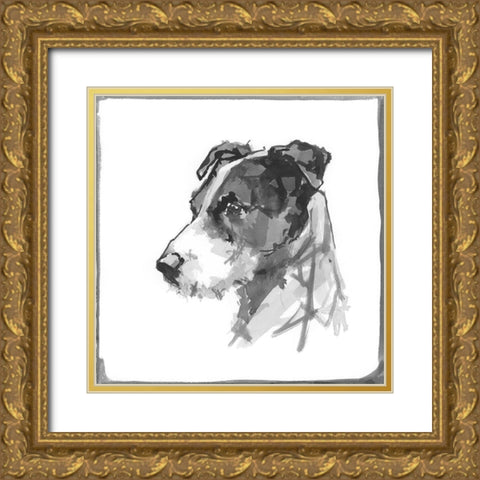 Fox Terrier  Gold Ornate Wood Framed Art Print with Double Matting by Cartissi