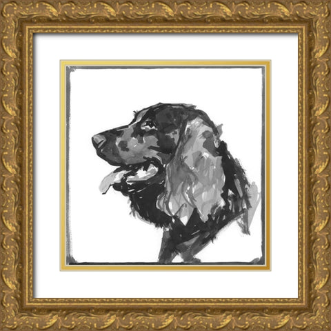 Spaniel Gold Ornate Wood Framed Art Print with Double Matting by Cartissi