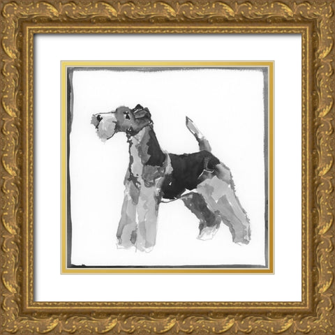 Terrier Gold Ornate Wood Framed Art Print with Double Matting by Cartissi
