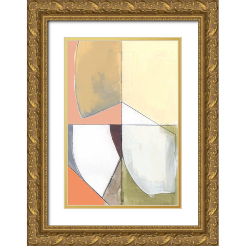 Creamsicle Shapes I  Gold Ornate Wood Framed Art Print with Double Matting by Cartissi