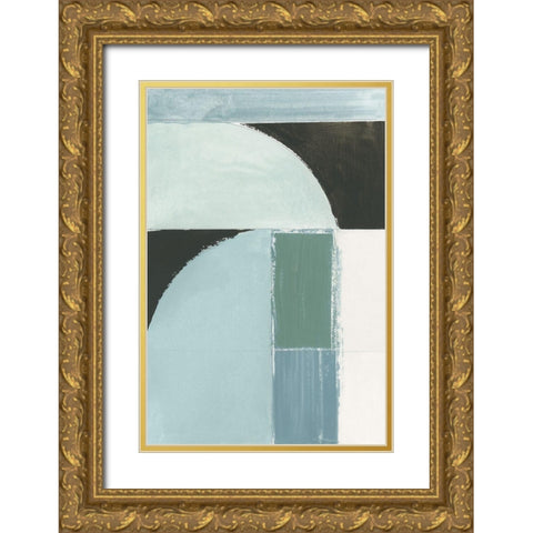 Curved Stream I Gold Ornate Wood Framed Art Print with Double Matting by Cartissi