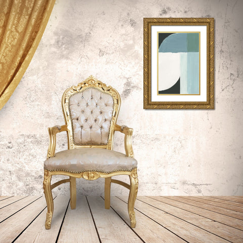 Curved Stream II  Gold Ornate Wood Framed Art Print with Double Matting by Cartissi