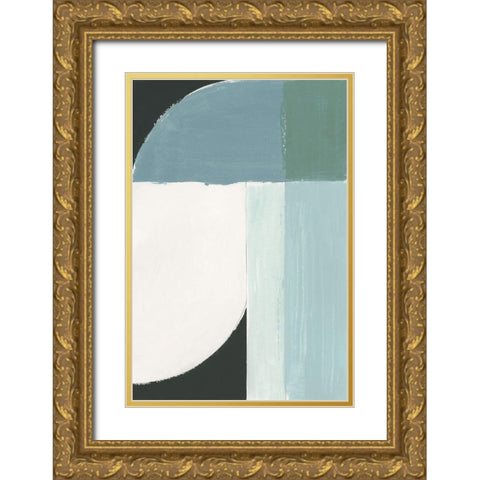 Curved Stream II  Gold Ornate Wood Framed Art Print with Double Matting by Cartissi