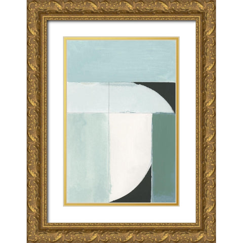 Curved Stream III Gold Ornate Wood Framed Art Print with Double Matting by Cartissi