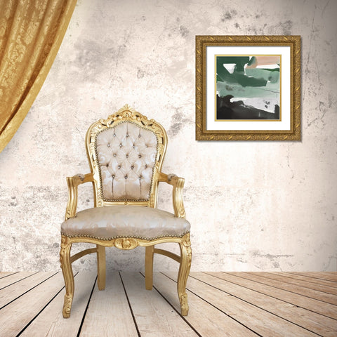 Notes of Green II Gold Ornate Wood Framed Art Print with Double Matting by Cartissi