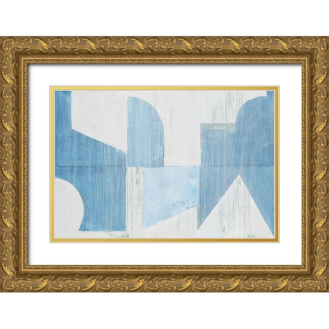 Midway Blue I  Gold Ornate Wood Framed Art Print with Double Matting by Cartissi