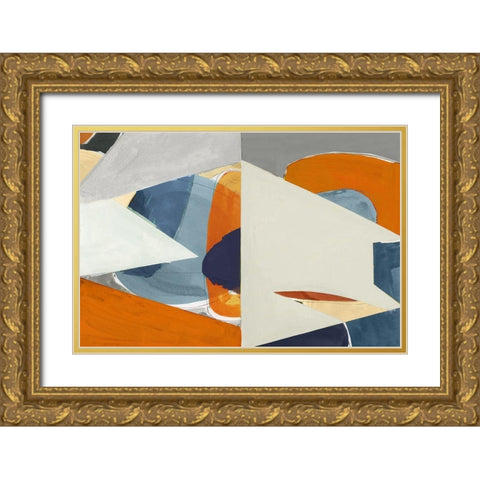 Overlapping Shapes I  Gold Ornate Wood Framed Art Print with Double Matting by Cartissi