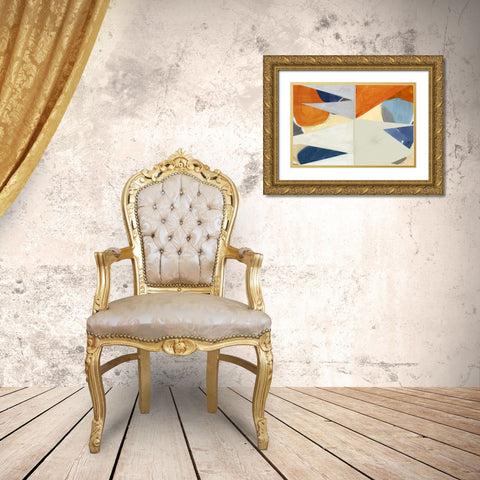 Overlapping Shapes II Gold Ornate Wood Framed Art Print with Double Matting by Cartissi