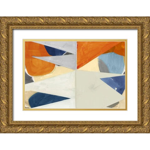 Overlapping Shapes II Gold Ornate Wood Framed Art Print with Double Matting by Cartissi