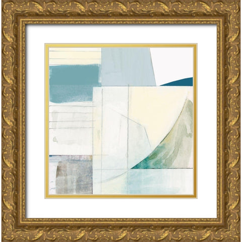 White Shapes II  Gold Ornate Wood Framed Art Print with Double Matting by Cartissi