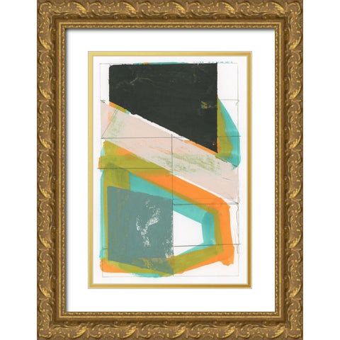 Gentle Geo II Gold Ornate Wood Framed Art Print with Double Matting by Cartissi