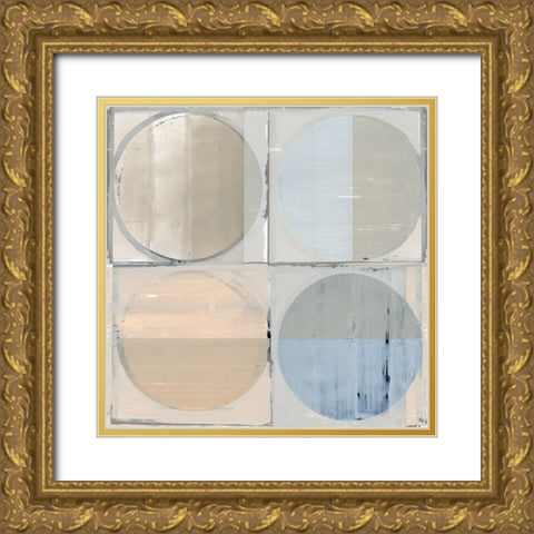 Circle Tiles I Gold Ornate Wood Framed Art Print with Double Matting by Cartissi