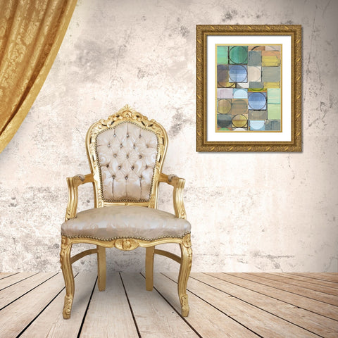 Pastel Tiles I  Gold Ornate Wood Framed Art Print with Double Matting by Cartissi