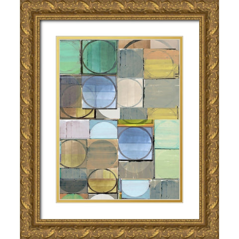 Pastel Tiles I  Gold Ornate Wood Framed Art Print with Double Matting by Cartissi