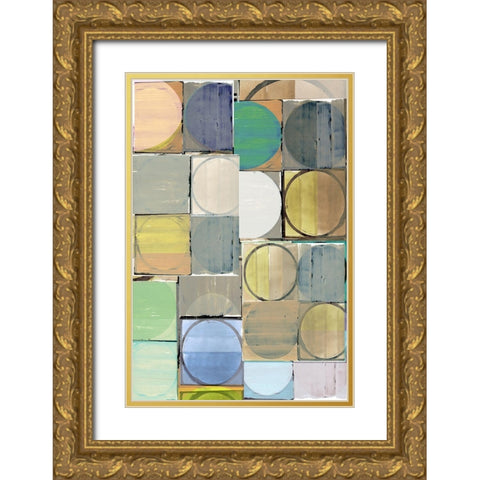 Pastel Tiles II Gold Ornate Wood Framed Art Print with Double Matting by Cartissi