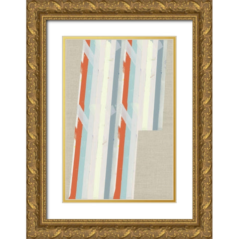 Three Stripes I  Gold Ornate Wood Framed Art Print with Double Matting by Cartissi