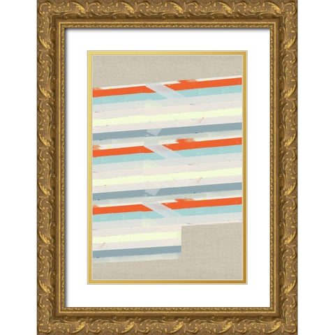 Three Stripes II  Gold Ornate Wood Framed Art Print with Double Matting by Cartissi