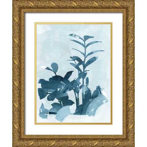 Blue Seaweed I Gold Ornate Wood Framed Art Print with Double Matting by cartissi