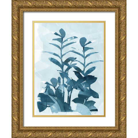 Blue Seaweed II  Gold Ornate Wood Framed Art Print with Double Matting by cartissi