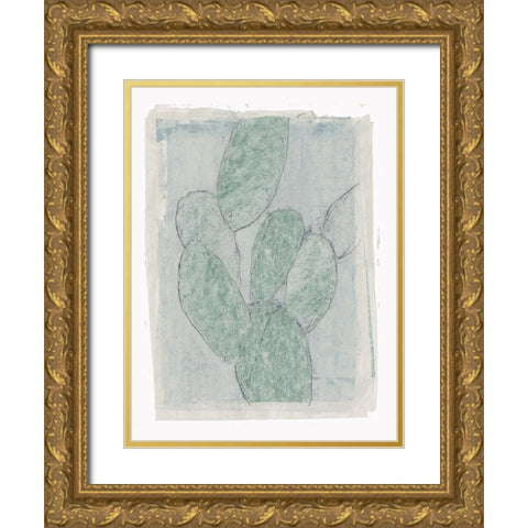 Cactus Sketch II Gold Ornate Wood Framed Art Print with Double Matting by Cartissi