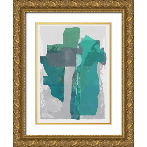 Bright Blue Blobs II  Gold Ornate Wood Framed Art Print with Double Matting by Cartissi