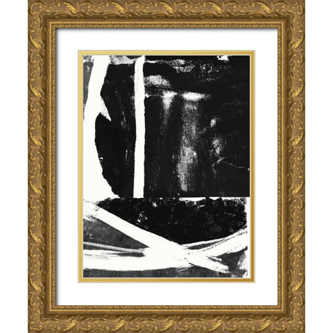 Black And White I  Gold Ornate Wood Framed Art Print with Double Matting by Cartissi