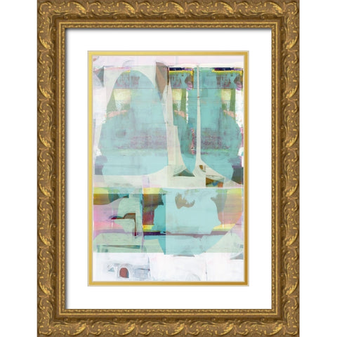 Electric Love I Gold Ornate Wood Framed Art Print with Double Matting by Cartissi