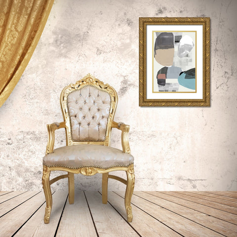 Inky Stripes and Blobs II Gold Ornate Wood Framed Art Print with Double Matting by Cartissi