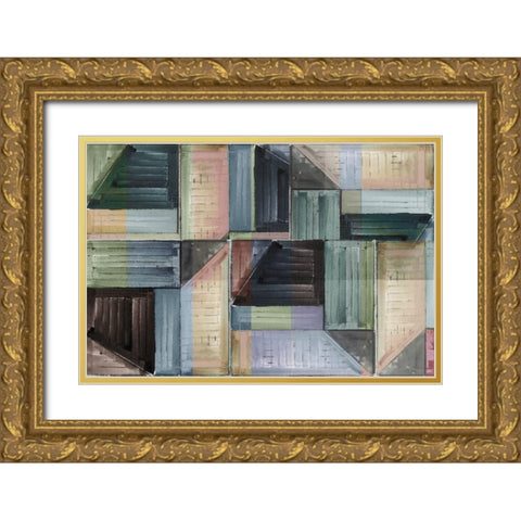 Pieces of Puzzle I Gold Ornate Wood Framed Art Print with Double Matting by Cartissi