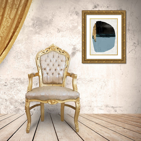 Golden Blob I Gold Ornate Wood Framed Art Print with Double Matting by Cartissi