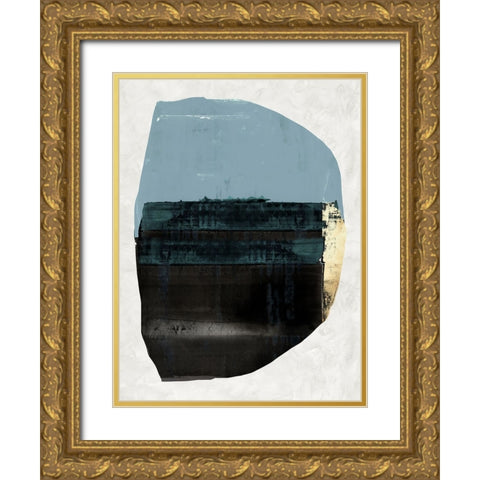 Golden Blob II Gold Ornate Wood Framed Art Print with Double Matting by Cartissi