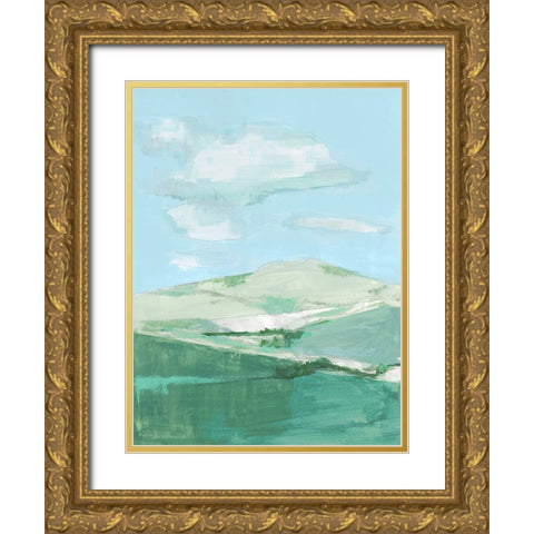 Fluffy Blue Clouds I Gold Ornate Wood Framed Art Print with Double Matting by Cartissi