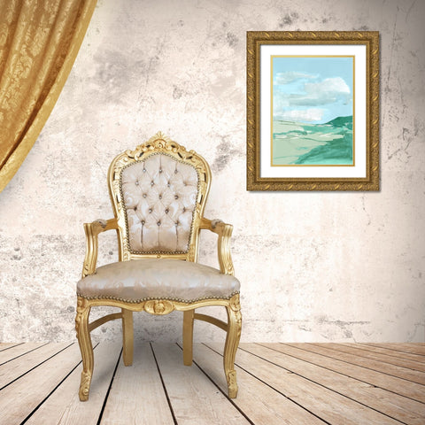 Fluffy Blue Clouds II Gold Ornate Wood Framed Art Print with Double Matting by Cartissi
