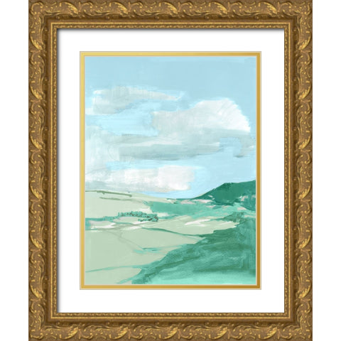 Fluffy Blue Clouds II Gold Ornate Wood Framed Art Print with Double Matting by Cartissi